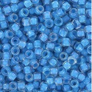 Toho rocailles 8/0 rond Inside-Color Luster Crystal/Opaque Aqua-Lined - TR-08-183